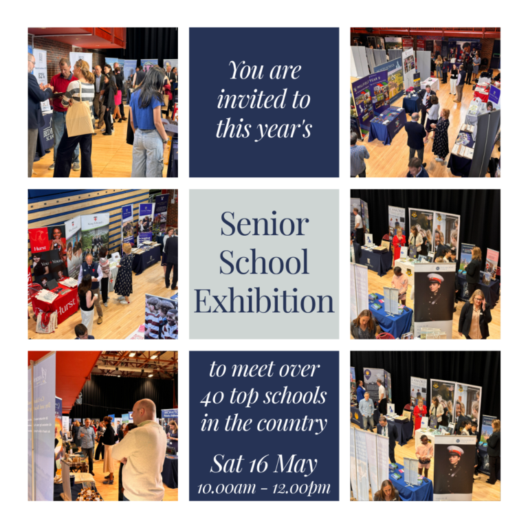 Invitation to this year's Senior School Exhibition with date and time: Sat 16 May, 10:00am–12:00pm.